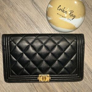 CHANEL Black Caviar LeBoy Long Wallet